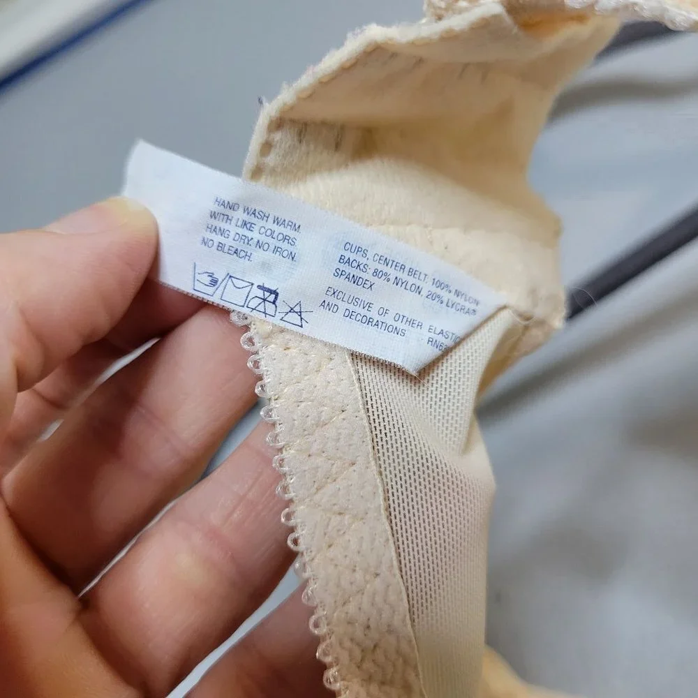 Vintage Women's‎ 34C USA Sheer Wired Bra Beige Tan Cream Union Made
